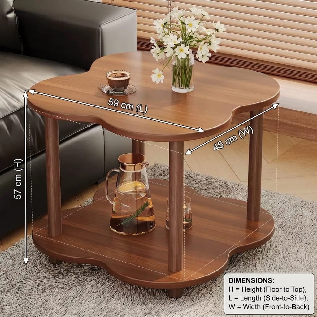 Wooden Flower-Shaped Vintage Side Table
