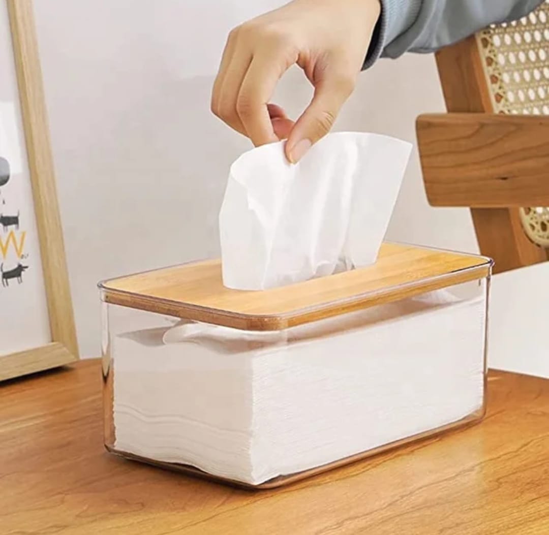 Tissue Box / Serviette Holder with Bamboo Lid