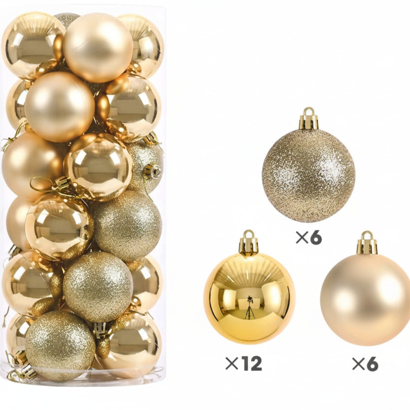 24pc 8cm Golden Christmas Decoration Balls