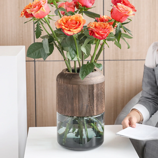 Glass Vase With Removable Wooden