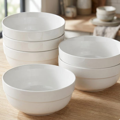 Stackable Ceramic Soup Bowl Without Handle White 4 Inch