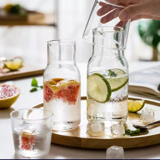 Transparent bedside night water bottle with 520ml bottle and 250ml glass for home use