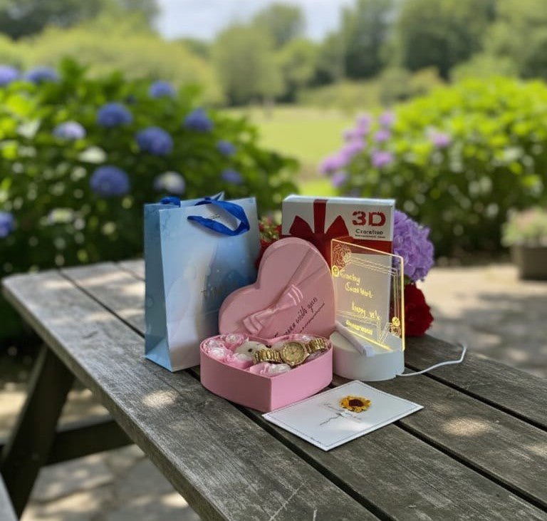 Ladies Watch, LED Board & Roses Gift Set