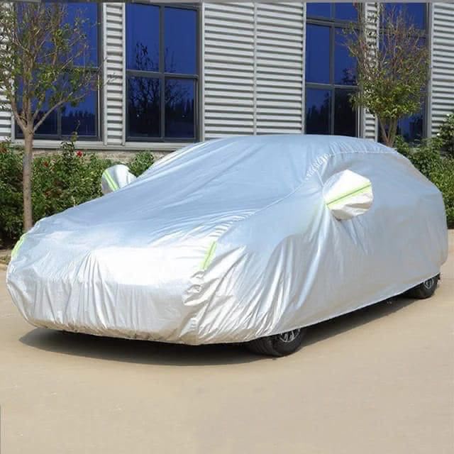 Universal Grey Car Cover with Fleece Lining and Side Reflectors