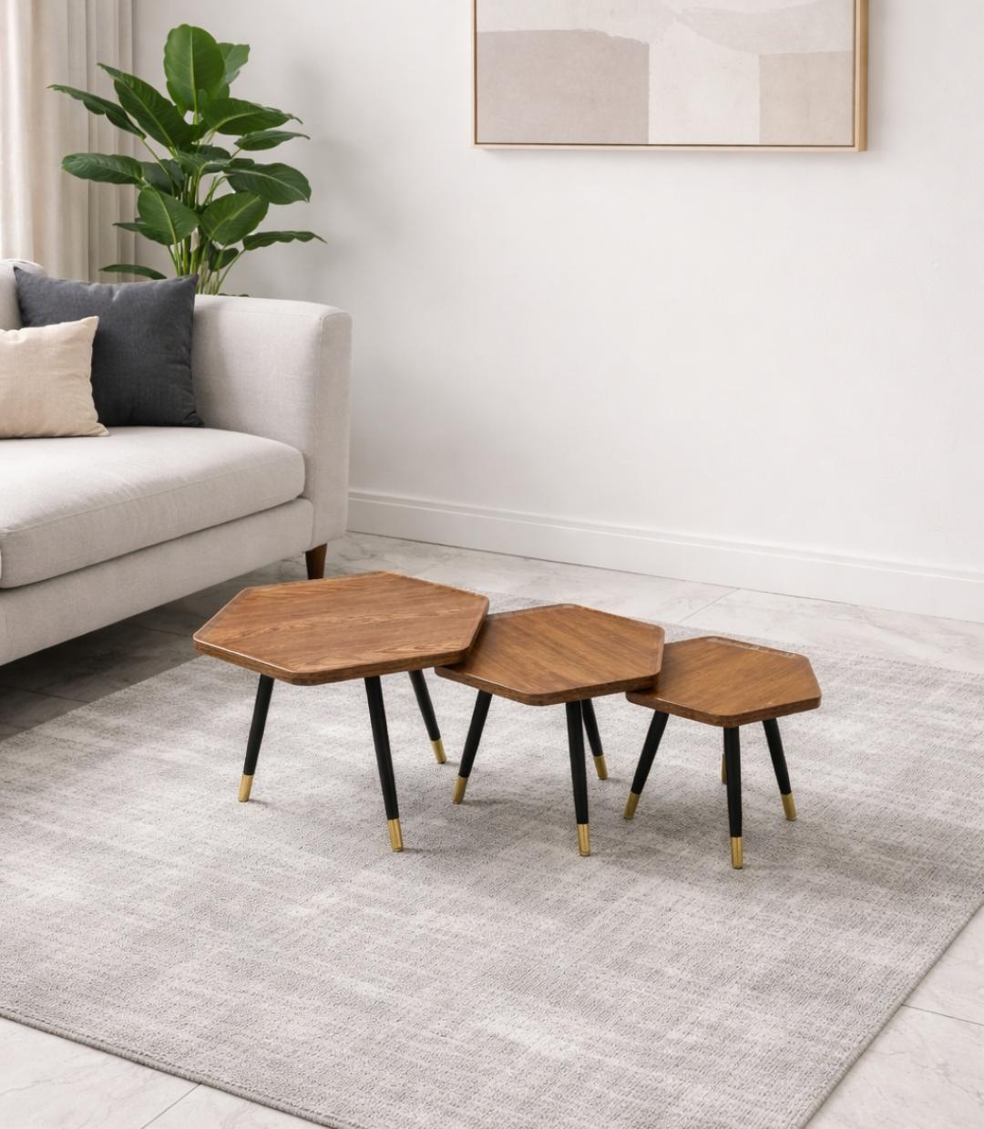 3-Piece Hexagonal Nesting Table Stools Set