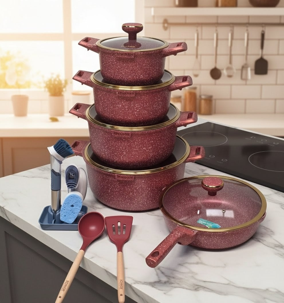 12Pcs Granite Non-Stick Cookware Set