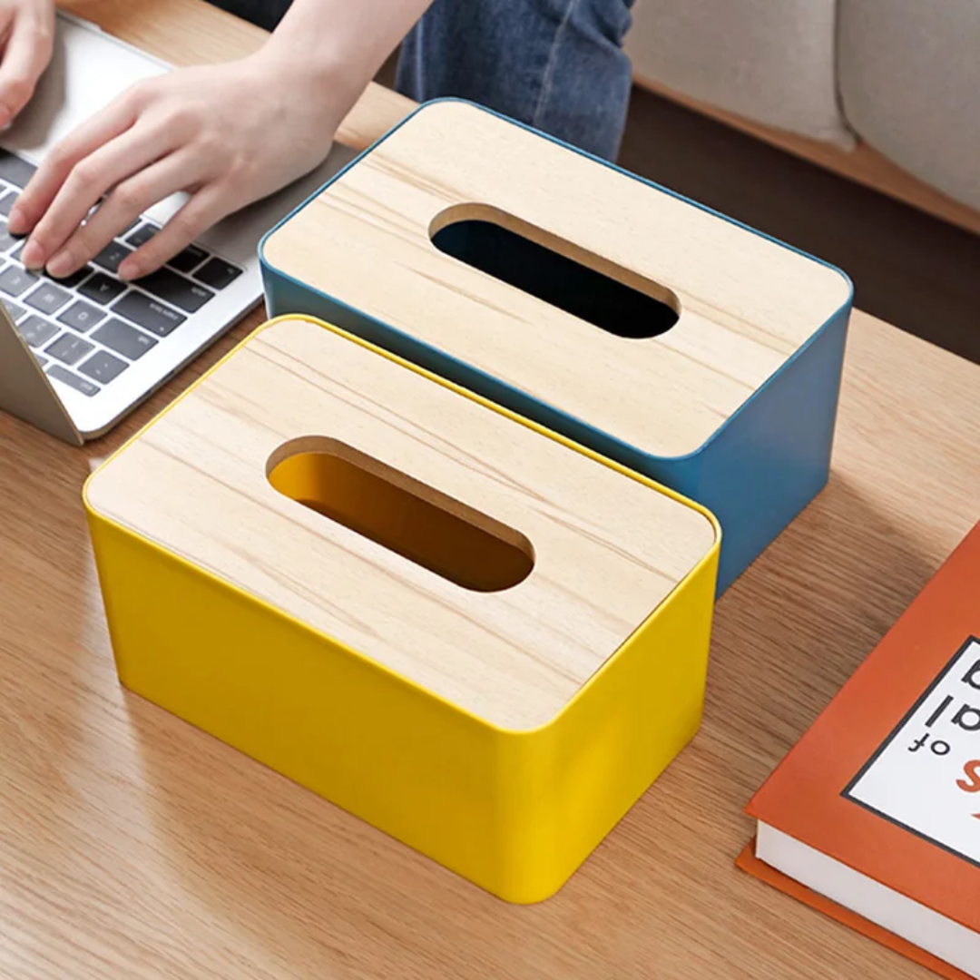 Bamboo Lid Napkin Tissue Holder