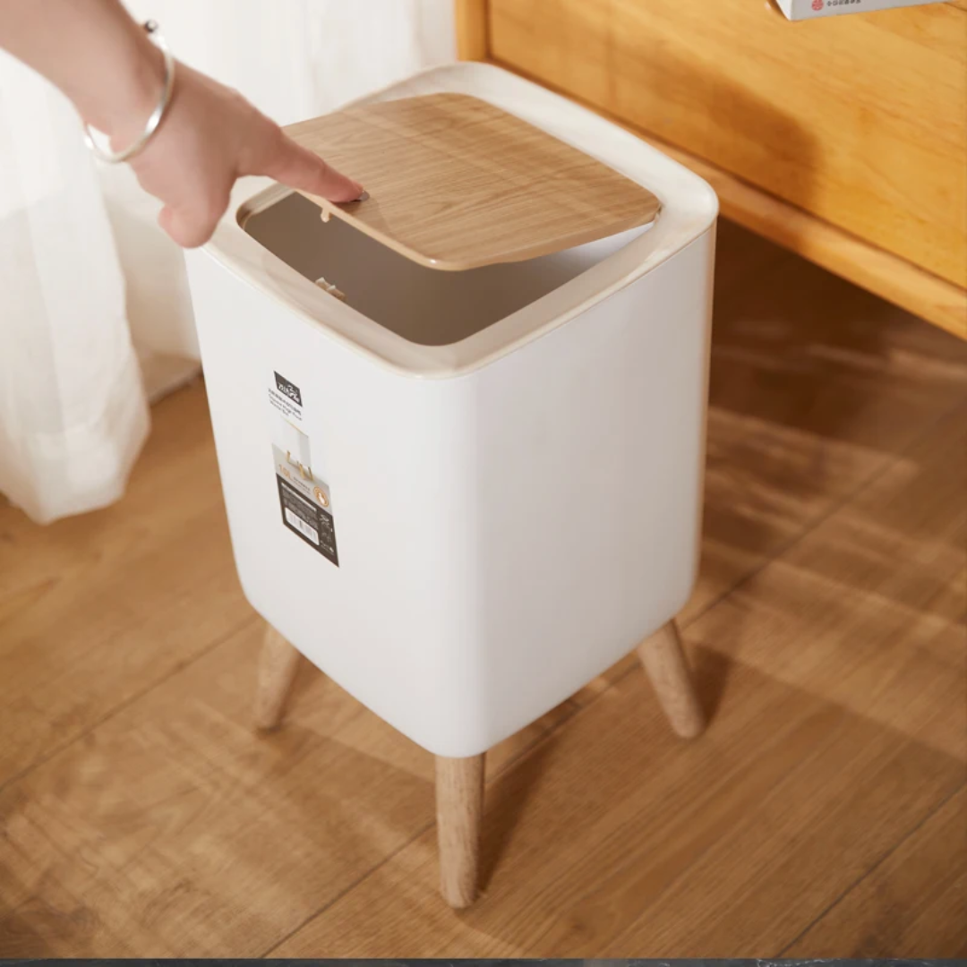 10L Large-Capacity Plastic Trash Can with Press Lid