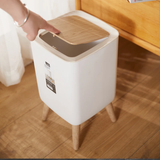 10L Large-Capacity Plastic Trash Can with Press Lid