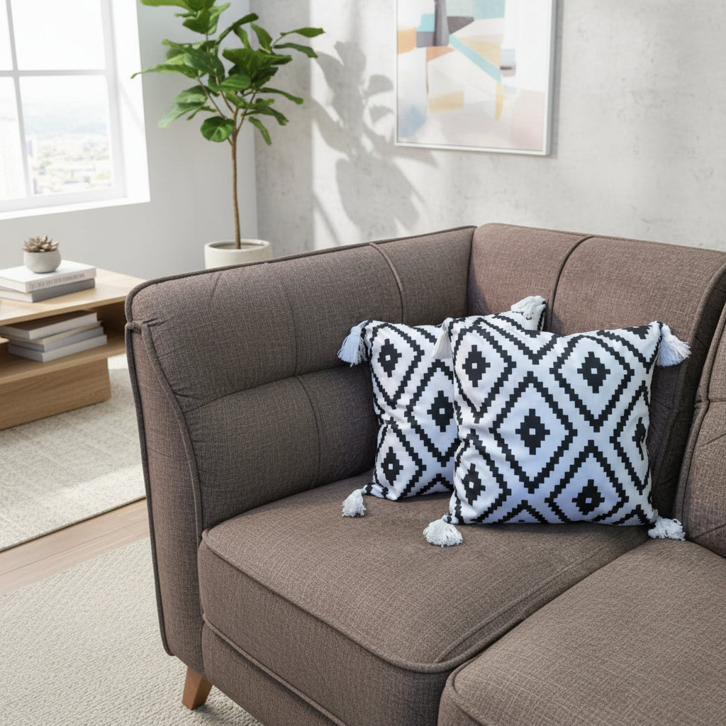 2Pcs Semi Boho Cushion Covers With Tassels – 45×45 cm