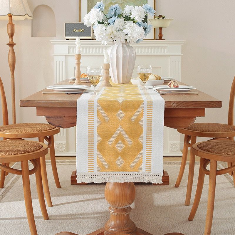 Tassel Cotton Linen Table Runner