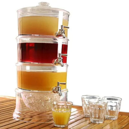 3-tier clear acrylic juice dispenser with 3L capacity per tier