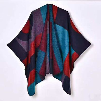 Geometric Wrap Shawl Poncho