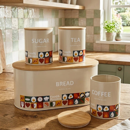 Storage Bin With 3 Piece Canister Set