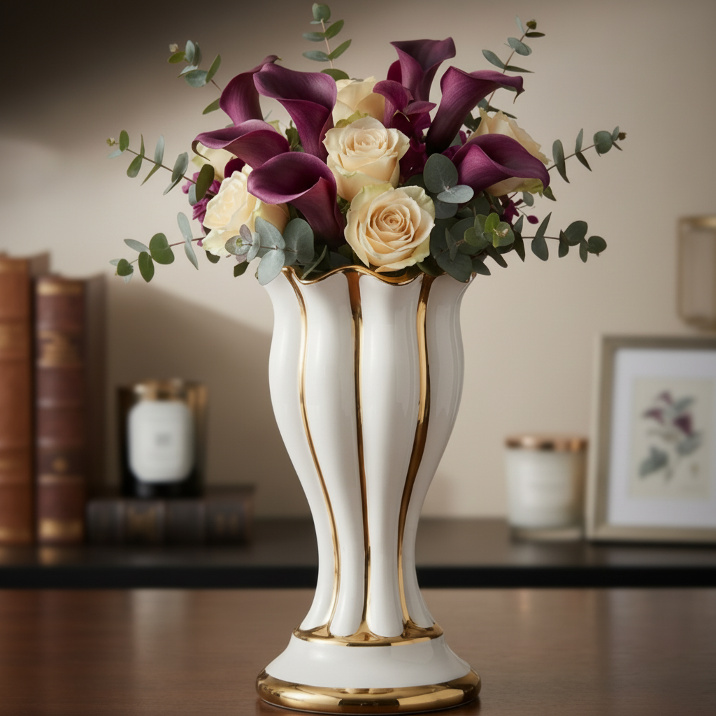 Gold Luxury Ceramic Vase 20.5 × 10.5 × 10.5 cm