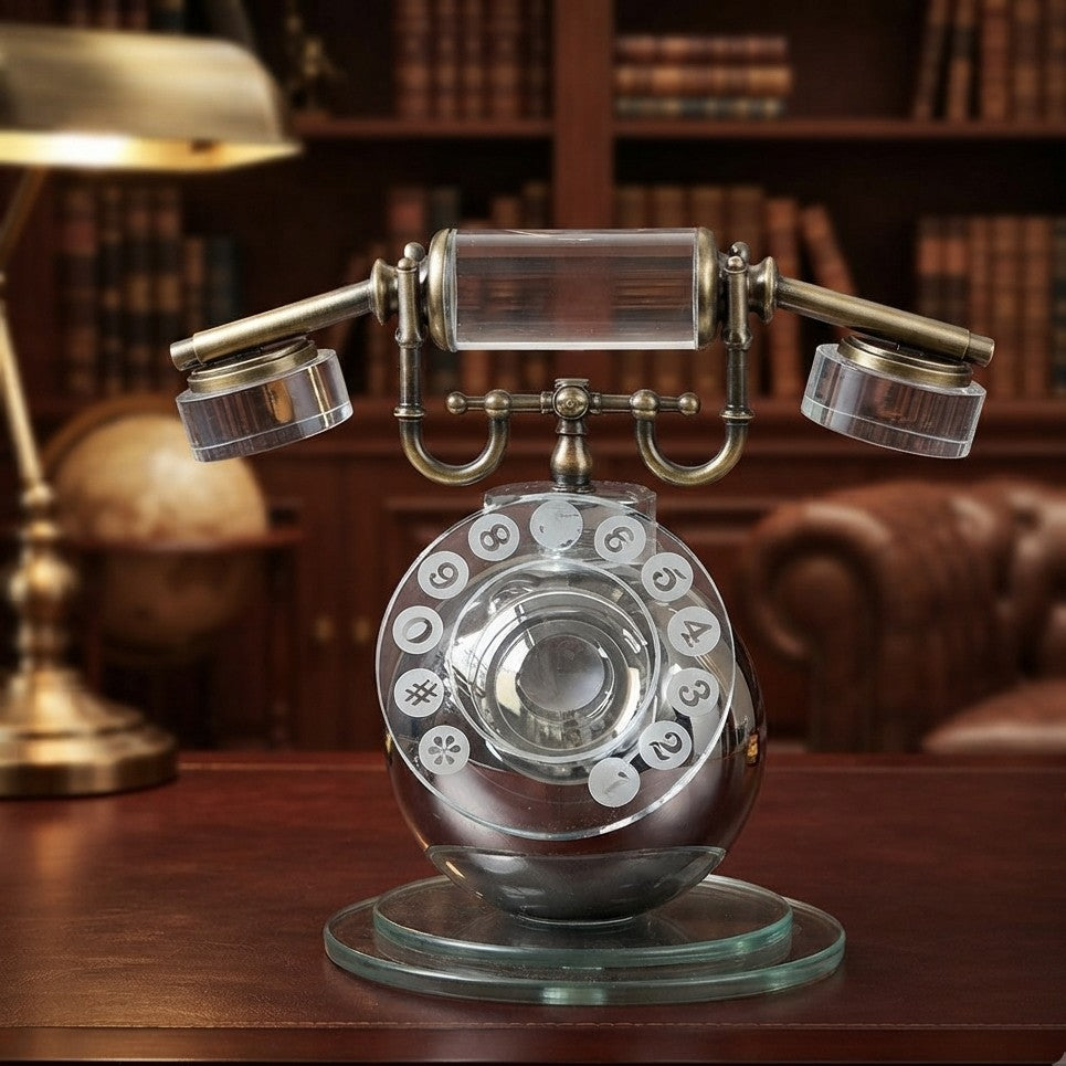 Retro Crystal Desktop Telephone Ornament