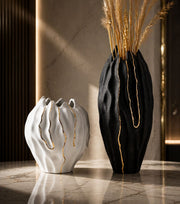 Gold and black tall vase set of 2 pieces for elegant floor and entryway home décor