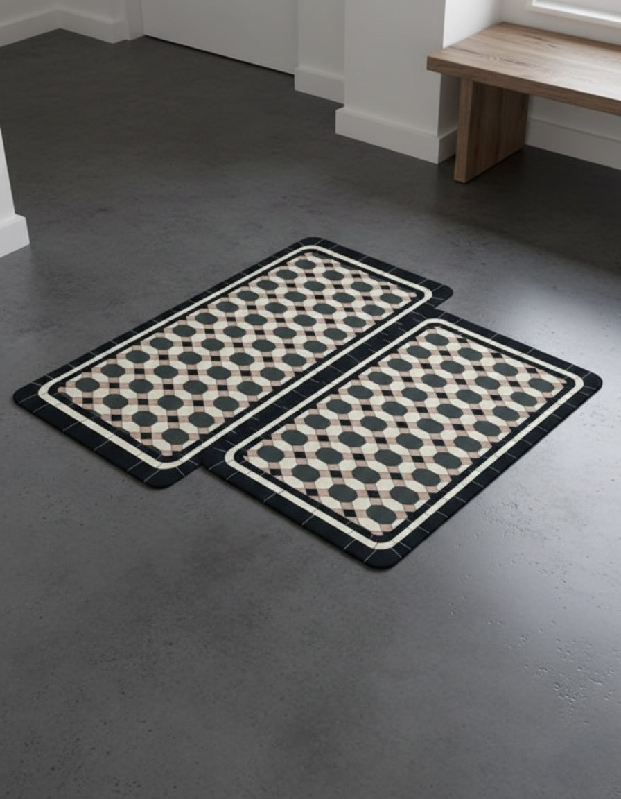 2-Piece Rubber Diatom Kitchen Mats Set