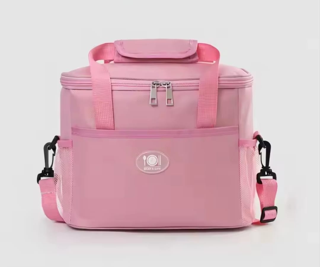 Double Compartment Insulated Lunch Bag with Handheld Handle and Removable Strap