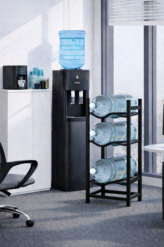 3 tier black water bottle holder rack made of rust proof carbon steel