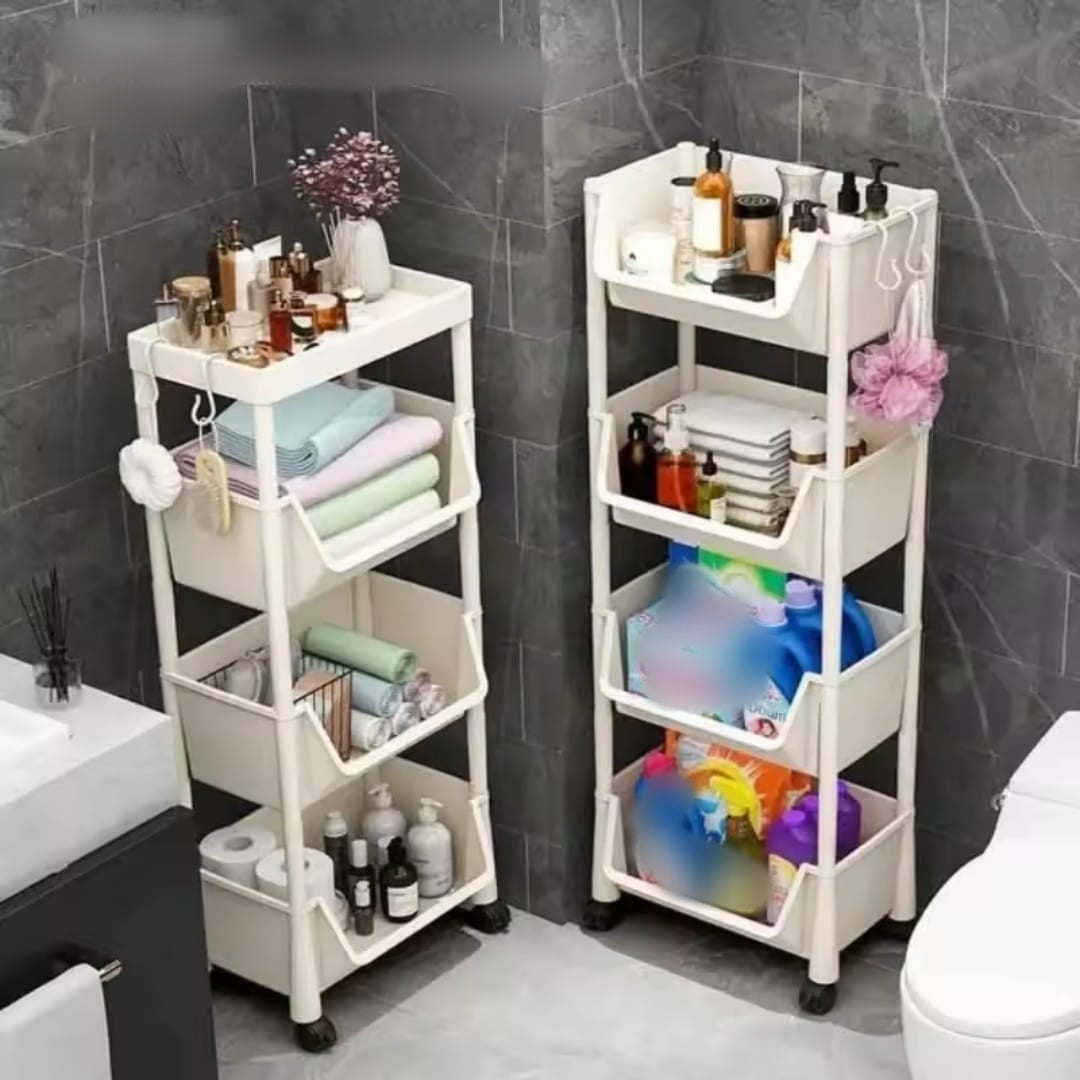 4-Layer Trolley Bookshelf & Storage Rack