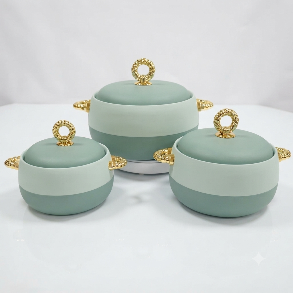 3 Piece Insulated Food Warmer Casserole Set 1L, 2L and 3.5L