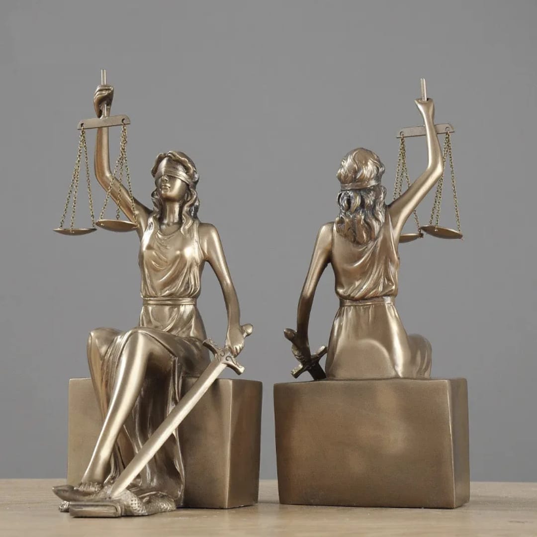 Lady Justice Bronze Finish Bookend Statue