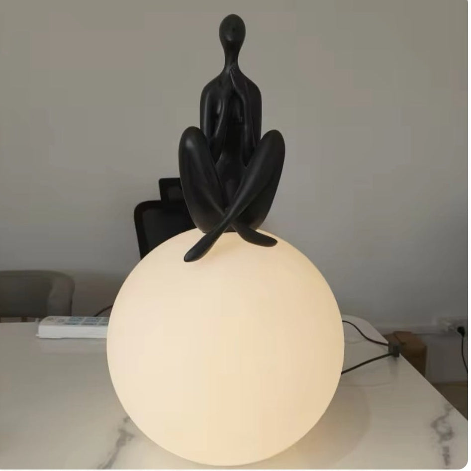 Black Figure Zen Yoga Sculpture Globe Table Light