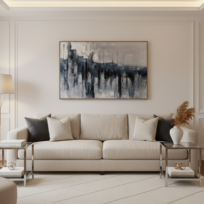 Framed Vertical Abstract Oil Painting Wall Art 80 By 120 Cm With Minimalist Contemporary Design