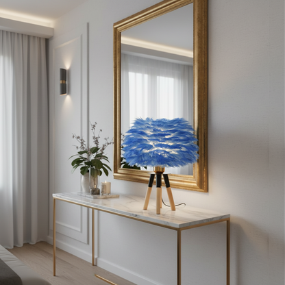 Blue Feather-Like Bedside Lamp