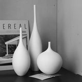 3pc White Brushed Ceramic Decor Vases