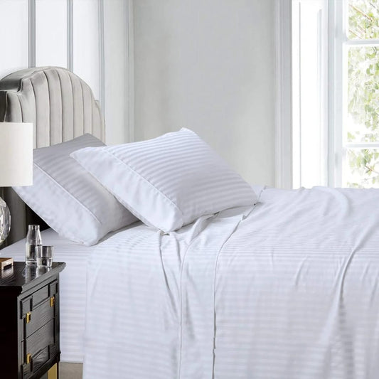 4-piece cotton striped bedsheet set with 2 flat sheets and 2 pillowcases, size 6×6 for bedroom use.