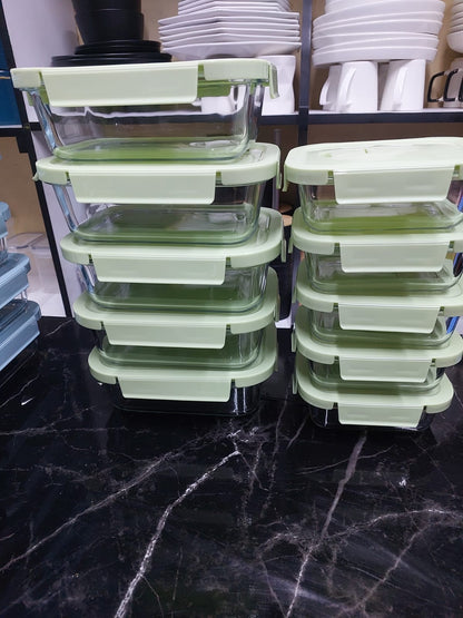 10PC Food Grade Glass Lunch Box Set