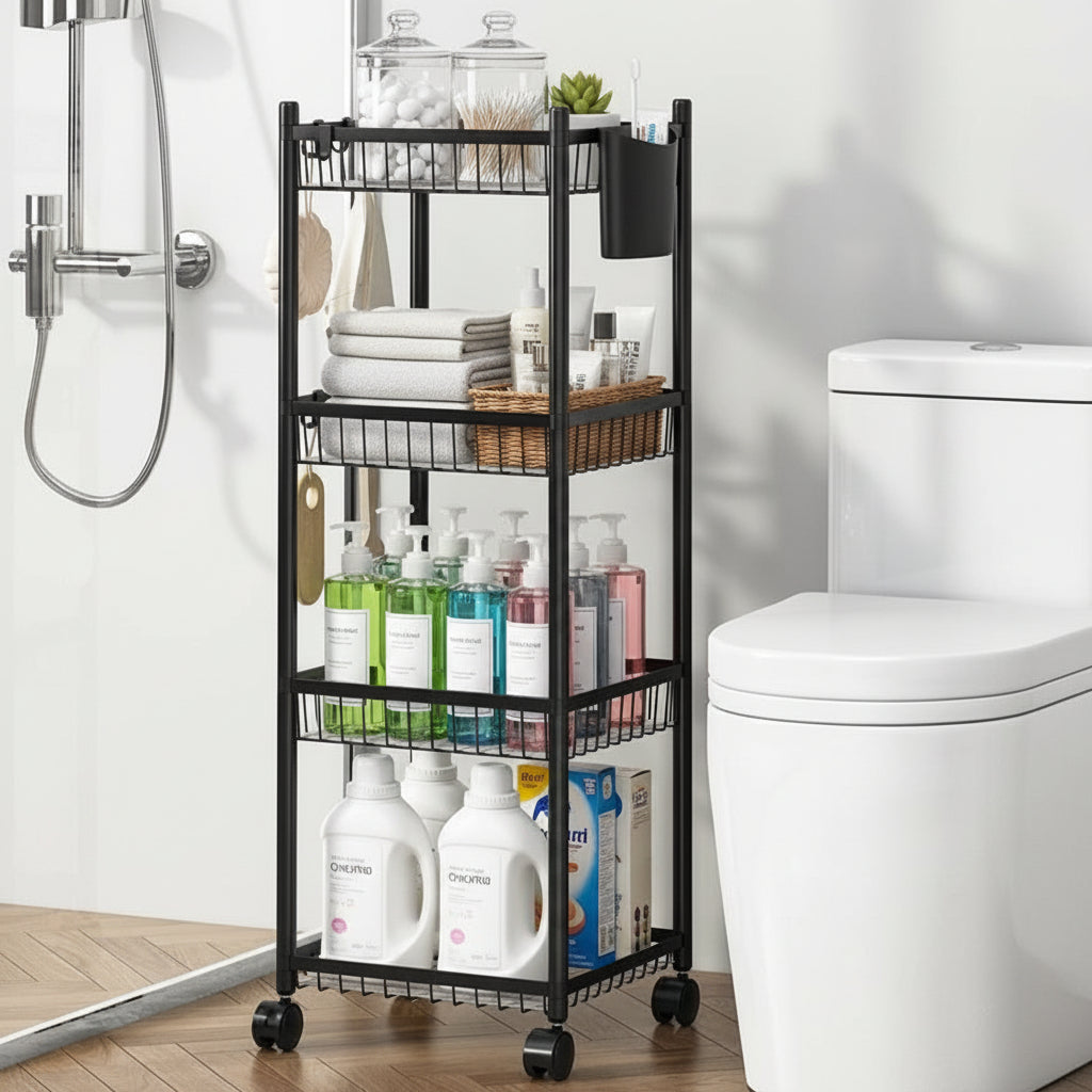 4 Tier Multifunctional Storage Rack Rolling Organizer Trolley