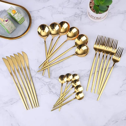 24-Piece Gold Slim Cutlery Set