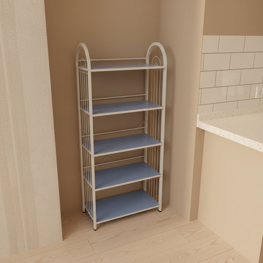 5-Tier Metal Storage Rack With Arched Frame 60x30x140cm
