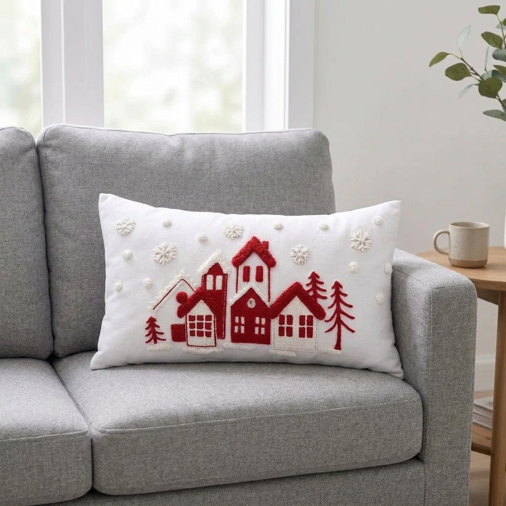 4Pcs 30 × 50cm Embroidered Christmas Cushion