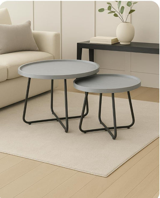 Modern 2 in 1 nesting table used as a coffee table and side table