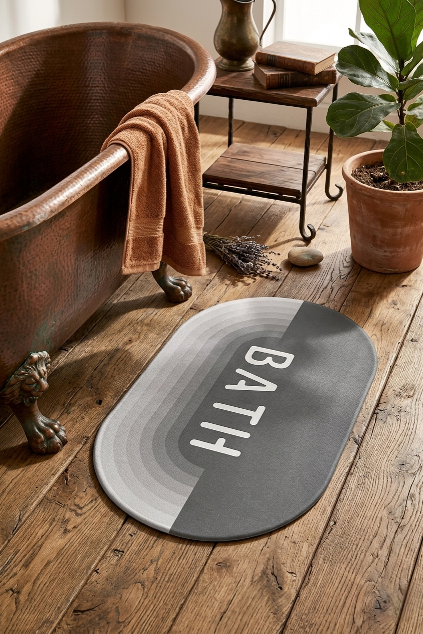 Absorbent Oval Rubber Bathroom Mat