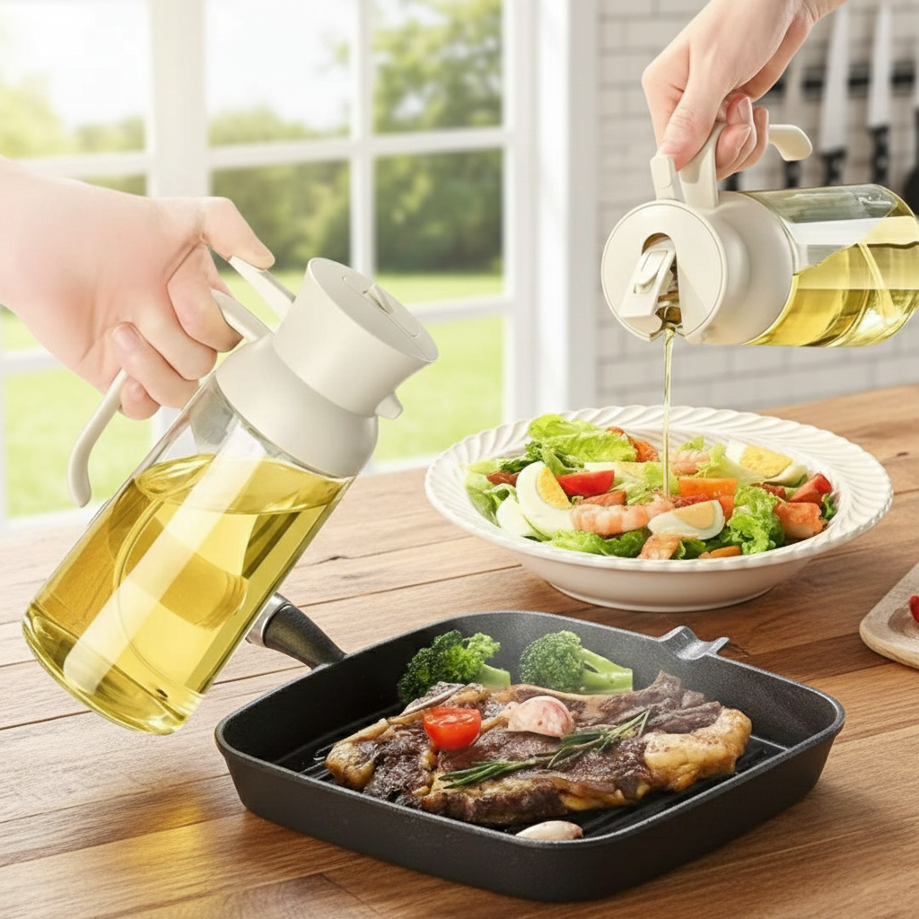 450ml Glass 2 in 1 leak proof oil jar