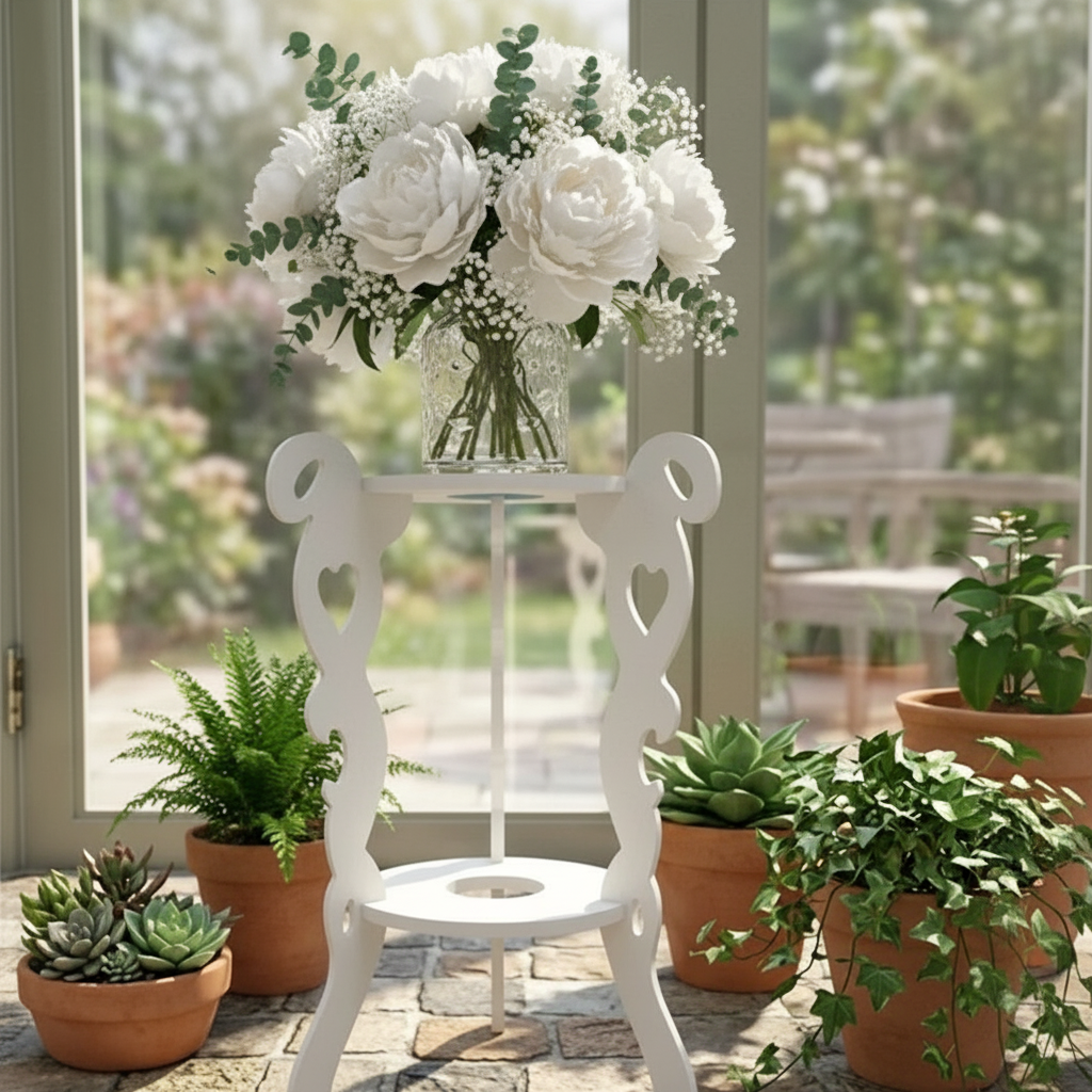 3 Legged 2 Layer White Decor Table