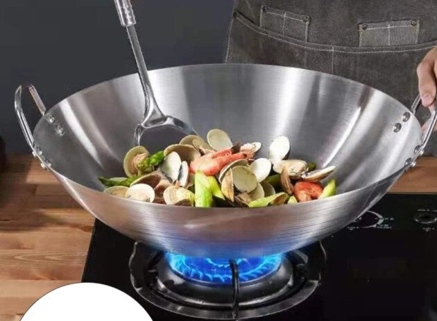 34cm Thickened Heavy Gauge Aluminum Wok Frying Pan