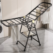 Foldable laundry drying rack with wheels, providing portable and space-saving clothes drying for indoor and outdoor use.
