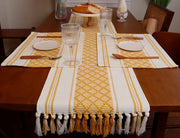 LEVIMETREE high quality table runner with matching mats arranged on dining table