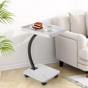 Adjustable C shaped side table stool in brown, white, and black for sofa, bedroom, and laptop