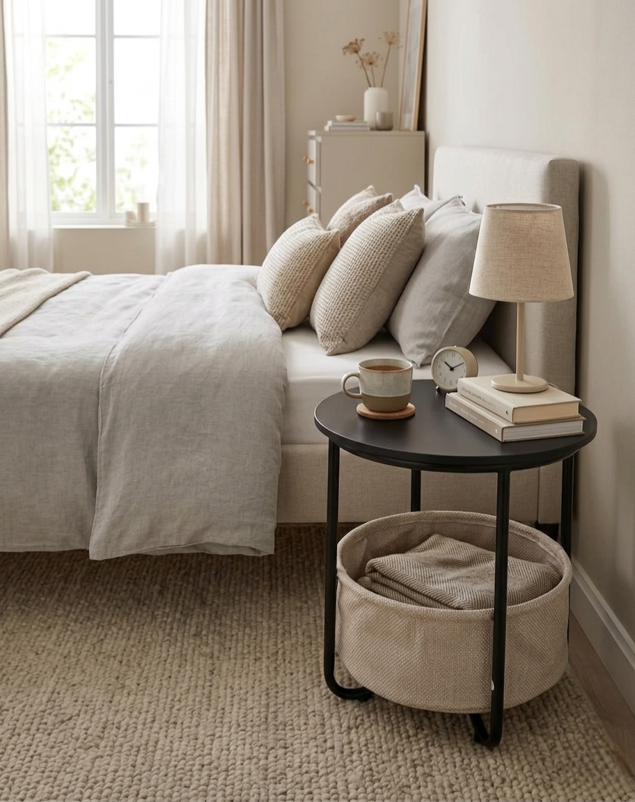 Side Stool With Storage Compartment