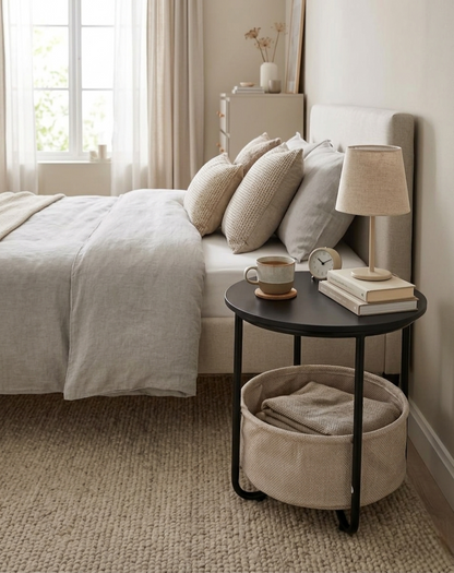 Side Stool With Storage Compartment