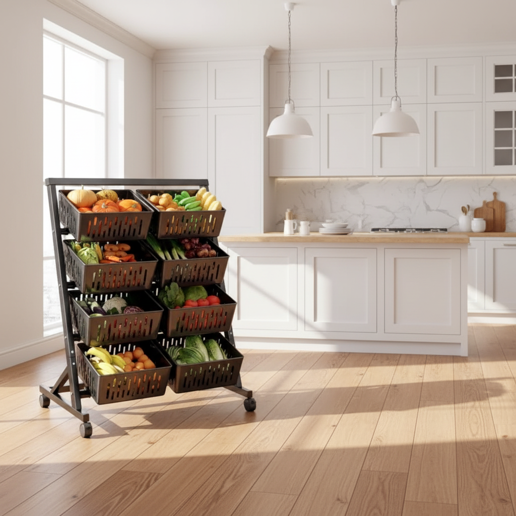 4 Layer Kitchen Vegetable Basket Rack