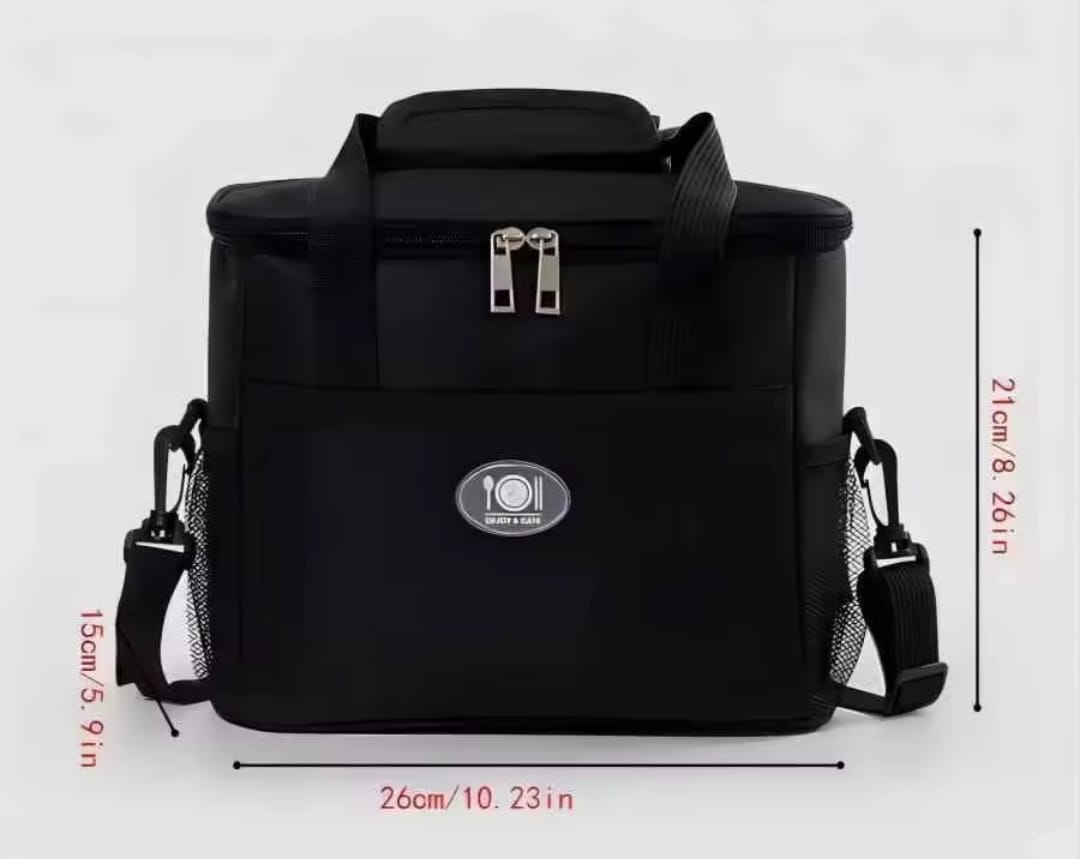 Double Compartment Insulated Lunch Bag with Handheld Handle and Removable Strap