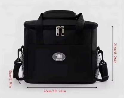 Double Compartment Insulated Lunch Bag with Handheld Handle and Removable Strap